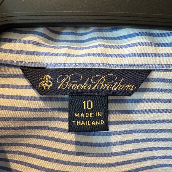 Brooks Brothers Navy and White Striped Button-Down Shirt-Women’s - Picture 3 of 6